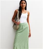 Women's Green Spot Print Bias Cut Midi Skirt New Look