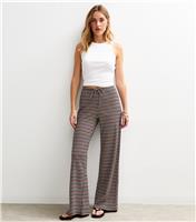 Women's Black Ribbed Striped Wide Leg Trousers New Look