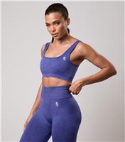 Women's Bright Blue Seamless Ribbed Sports Bra Gym King New Look