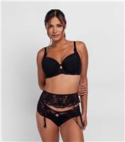 Women's Black Lace Suspender Belt Dorina New Look