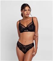 Women's Black Mesh Panelled Lace Bra Dorina New Look