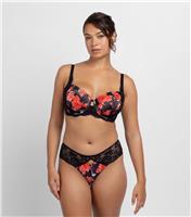Women's Black Floral Print Lace Trimmed Bra Dorina New Look