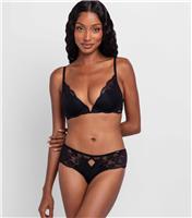 Women's Black Lace Trimmed Plunge Bra Dorina New Look