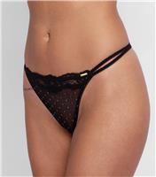 Women's Black Shimmer Dot G-String Dorina New Look