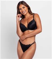 Women's Black Lace Trimmed Plunge Bra Dorina New Look