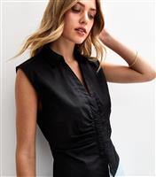 Women's Black Hook and Eye Sleeveless Shirt New Look
