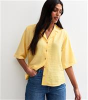 Women's Yellow Revere Collar Short Sleeve Shirt New Look