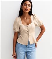 Women's Brown Striped Button Up Top New Look