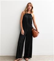 Women's Black Stitched Stripe Wide Leg Jumpsuit New Look