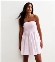 Women's Pink Striped Bandeau Mini Dress New Look