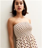 Women's White Spot Print Strapless Bandeau Midi Dress New Look