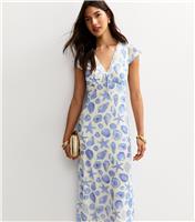 Women's Cream Shell Print V-Neck Midi Dress New Look