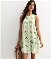 Women's Green Shell Print Mini Shift Dress New Look