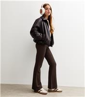Girls' Brown Seam Front Flared Joggers New Look