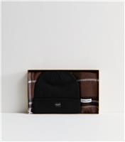 Men's Brown Logo Beanie and Check Scarf Gift Set Jack & Jones New Look