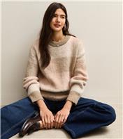 Women's Pink Brushed Checked Jumper New Look