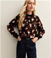 Women's Brown Animal Patterned Crew Neck Jumper New Look