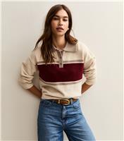 Women's Cream Colour Block Button Up Polo Top New Look