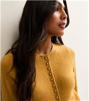 Women's Yellow Crew Neck Long Sleeve Studded Cardigan New Look