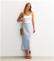 Women's Blue Rose Print Bias Cut Midi Skirt New Look