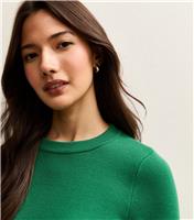 Women's Green Ribbed Knit Crew Neck Jumper New Look