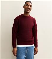 Men's Dark Red Regular Crew Neck Jumper Jack & Jones New Look