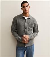 Men's Mid Grey Oversized Knit Button Cardigan Jack & Jones New Look