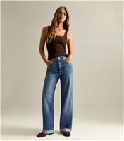 Women's Blue Turn Up Cuff Wide Leg Jeans New Look
