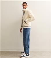 Men's Cream Oversized Teddy Jacket Jack & Jones New Look