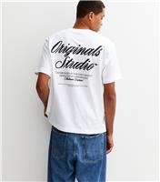 Men's White Regular Logo Long Sleeve Crew Neck Top Jack & Jones New Look