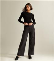 Women's Black High Waist Stretch Denim Wide Leg Jeans New Look