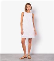 Women's White Floral Embroidered Mini Dress Apricot New Look