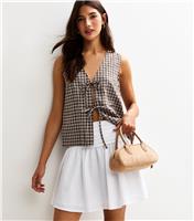Women's White Linen Look Mini Skirt New Look