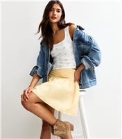 Women's Yellow Linen Look Mini Skirt New Look