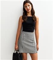Women's Black Gingham Crinkled Texture A-Line Mini Skirt New Look