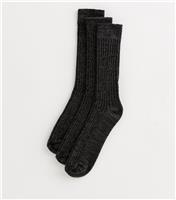 Men's Mens Pack of 3 Grey Ribbed Socks New Look