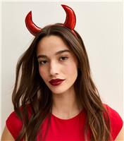 Bright Red Halloween Sparkly Devil Horns Headband New Look
