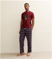 Men's Red Regular Cow Print T-Shirt and Trousers Pyjamas Set New Look
