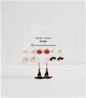 Gold Tone Pack of 6 Halloween Stud and Hoop Earrings New Look