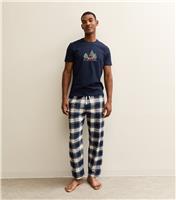 Men's Navy Christmas Print Top and Bottoms Pyjama Set New Look