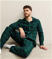Men's Green Check Shirt and Trousers Pyjama Set New Look