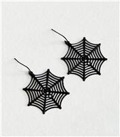 Black Halloween Spider Web Earrings New Look