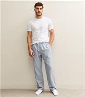 Men's Blue Striped Cotton Pyjama Trousers New Look