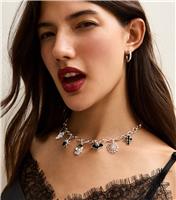 Silver Tone Halloween Charm Necklace New Look