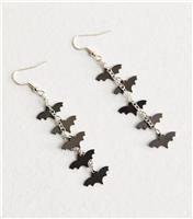 Silver Tone Halloween Drop Bats Earrings New Look
