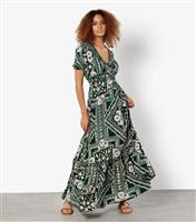 Women's Green Abstract Print Maxi Dress Apricot New Look