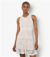 Women's White Lace Skater Dress Apricot New Look