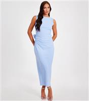 Women's Blue Scuba Crepe Bow Back Midi Dress Quiz New Look