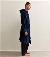 Men's Navy Relaxed Hooded Dressing Gown New Look