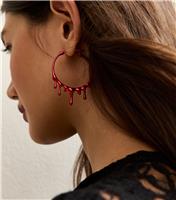 Red Halloween Blood Drip Mini Hoop Earring. New Look